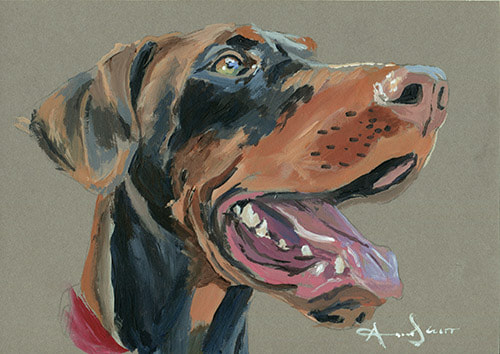 Doberman Pinscher dog 45 minute acrylic painting