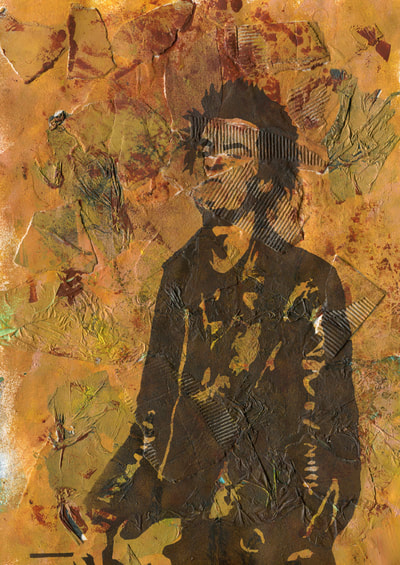 Sid Vicious stencilled painting with mark making background