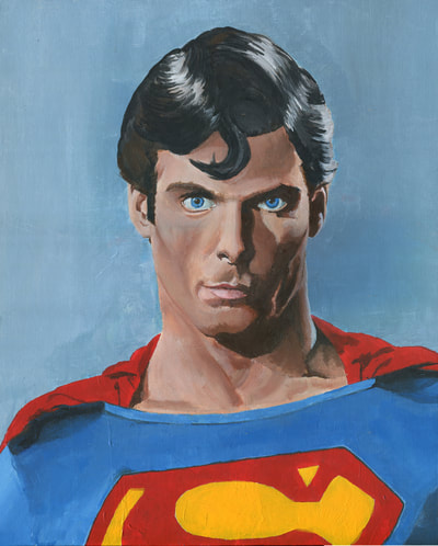Superman Christopher Reeve acrylic painting