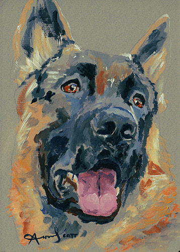 German Shepherd dog 45 minute acrylic painting