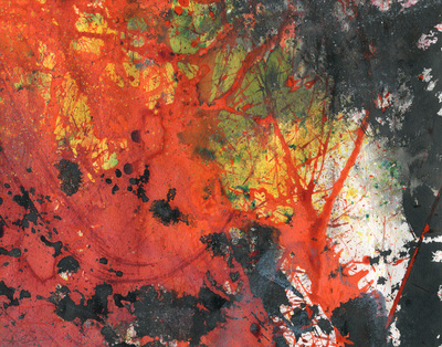 Forest Fire abstract mark making painting with inks and Brusho