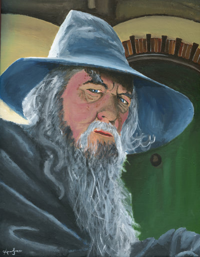 Sir Ian McKellen actor Gandalf acrylic painting