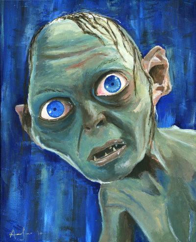 Gollum Lord of the Rings character acrylic painting