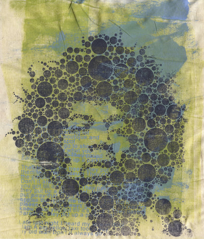 Jimi Hendrix polka dot screen print over mark making background canvas