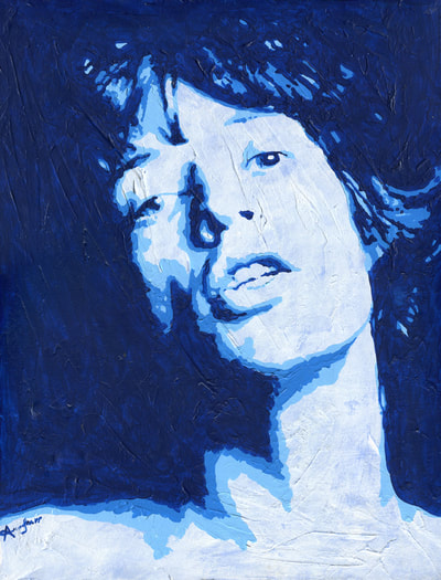 Mick Jagger stencil style acrylic painting