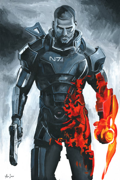 Shepherd Mass Effect character acrylic painting
